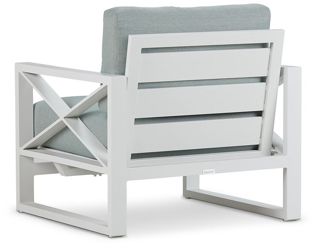 Linear White Teal Rocking Chair