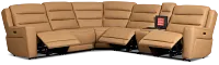 Wilder Brown Leather Medium Tri Power Sectional with Refrigerated Console