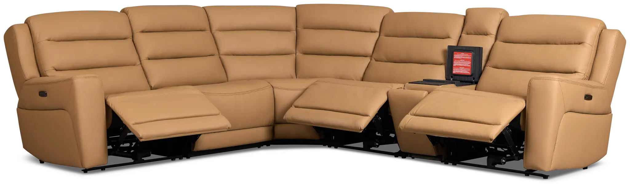 Wilder Brown Leather Medium Tri Power Sectional with Refrigerated Console Wilder Brown Leather Medium Tri Power Sectional with Refrigerated Console