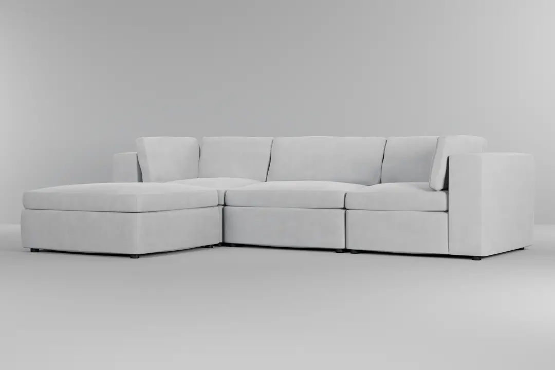 Destin Peyton White Fabric 4-piece Bumper Sectional Destin Peyton White Fabric 4-piece Bumper Sectional