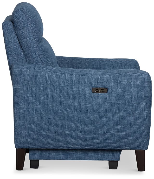 Keaton Blue Fabric Power Recliner With Power Headrest