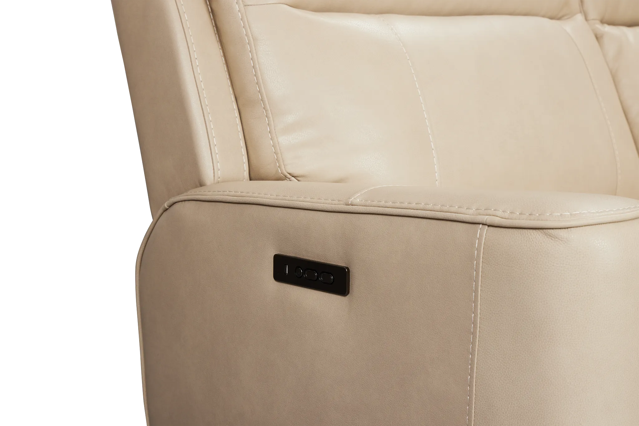 Benji Light Beige Lthr/vinyl Medium Triple Power 2-arm Sectional