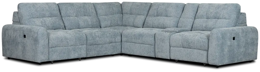 Hendrix Light Blue Fabric Medium Dual Power 2 Arm Extension Chaise Sectional Hendrix Light Blue Fabric Medium Dual Power 2 Arm Extension Chaise Sectional