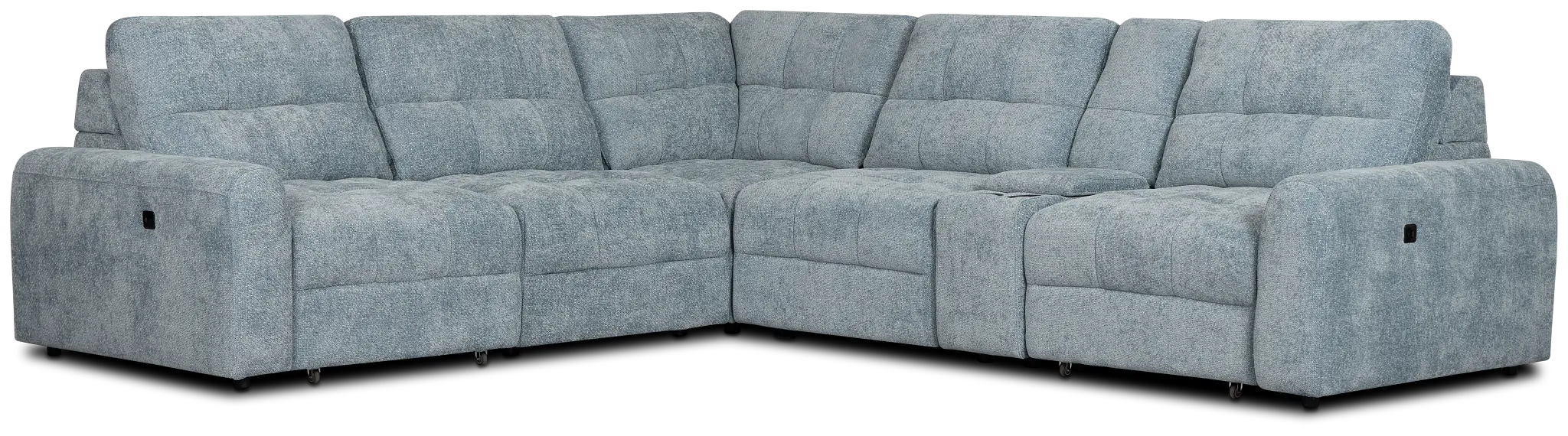 Hendrix Light Blue Fabric Medium Dual Power 2 Arm Extension Chaise Sectional Hendrix Light Blue Fabric Medium Dual Power 2 Arm Extension Chaise Sectional