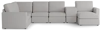 Citymod Light Gray Fabric Large Right Chaise Sectional With Media Console