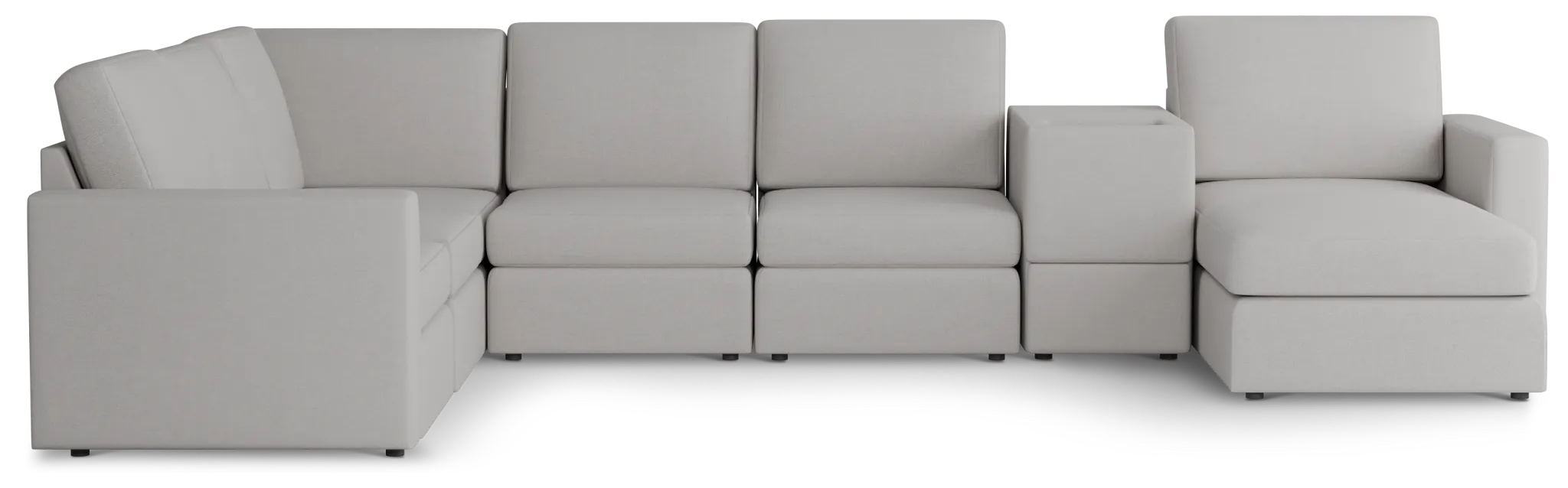 Citymod Light Gray Fabric Large Right Chaise Sectional With Media Console