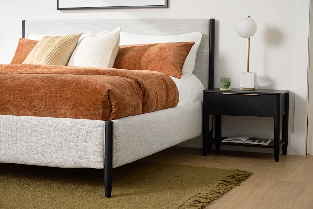Stockton Black Uph Panel Bed