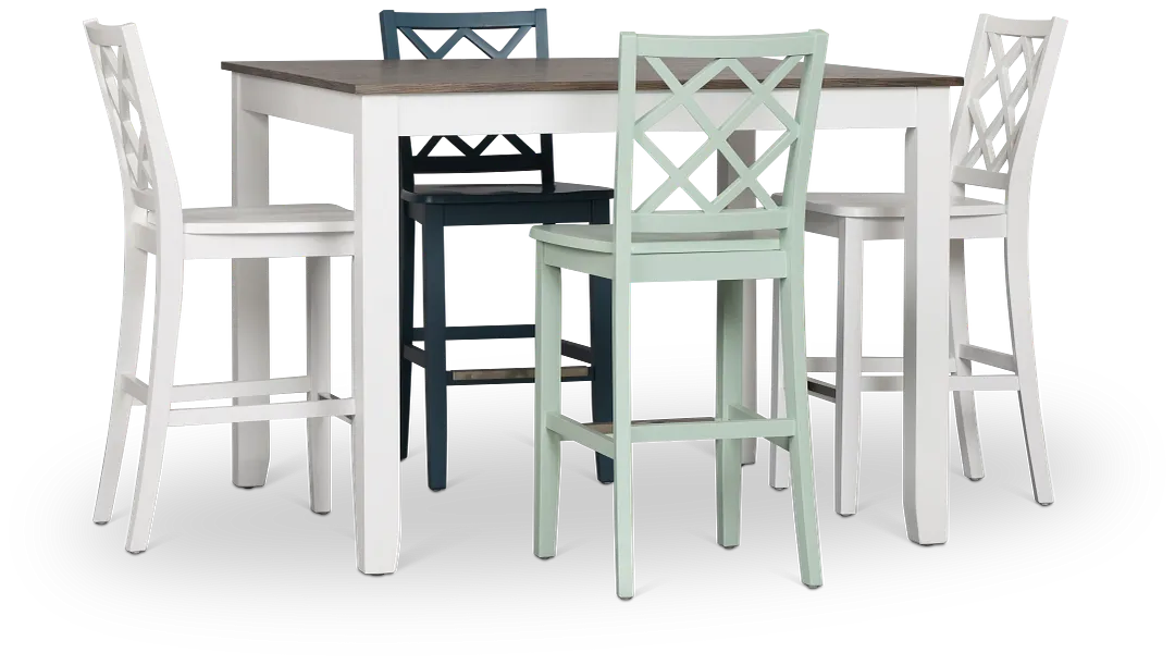 Edgartown Two-tone Square High Table & Mixed Barstools