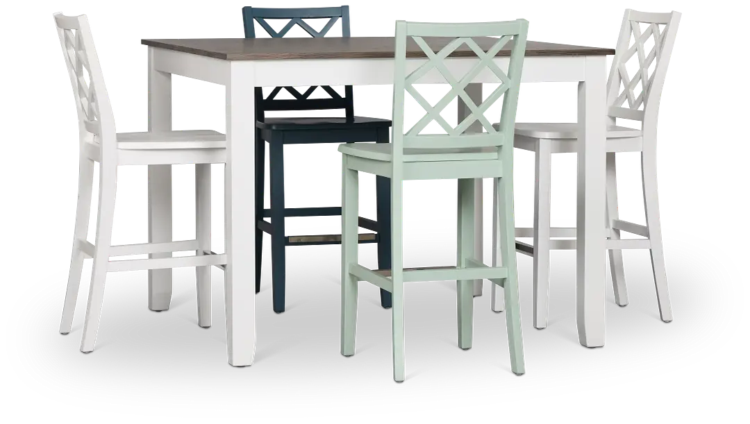 Edgartown Two-tone Square High Table & Mixed Barstools Edgartown Two-tone Square High Table & Mixed Barstools