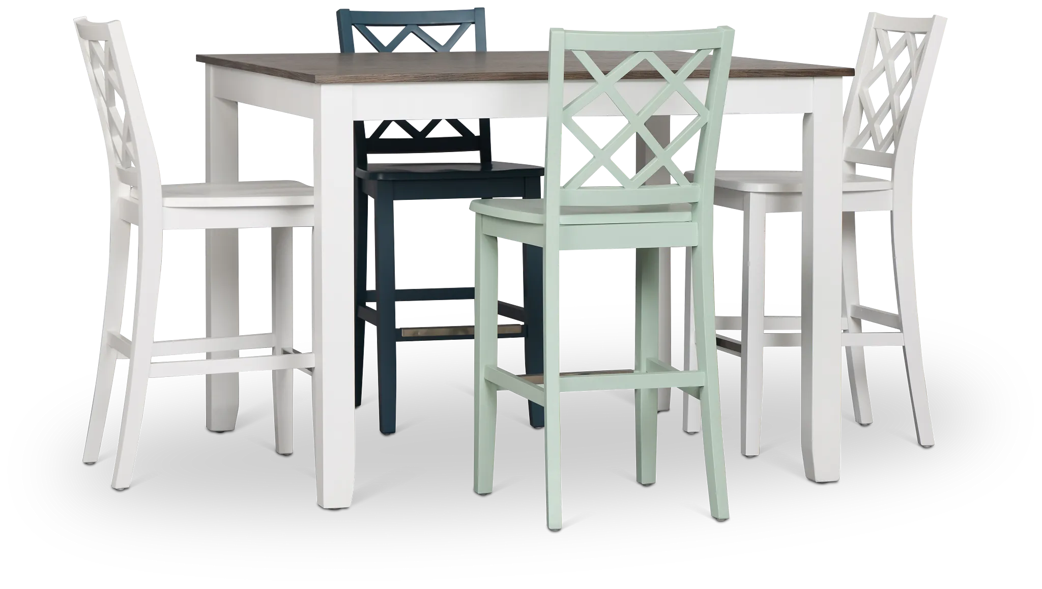 Edgartown Two-tone Square High Table & Mixed Barstools