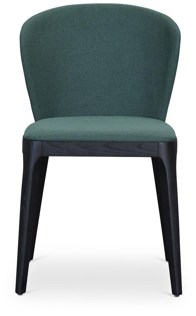 Nomad Dark Green Upholstered Side Chair W/ Black Legs