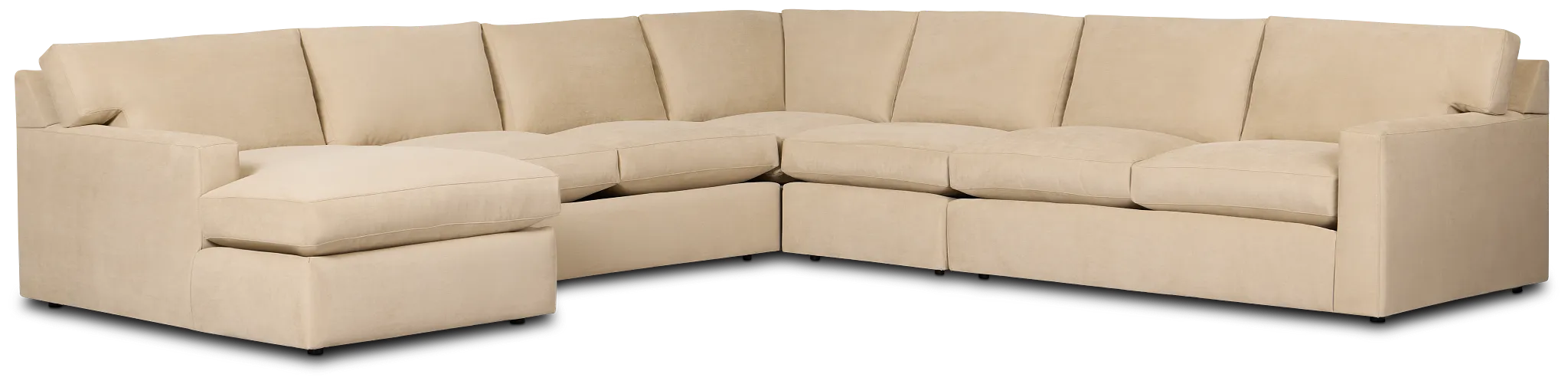 Hudson Beige Fabric Large Left Chaise Sectional