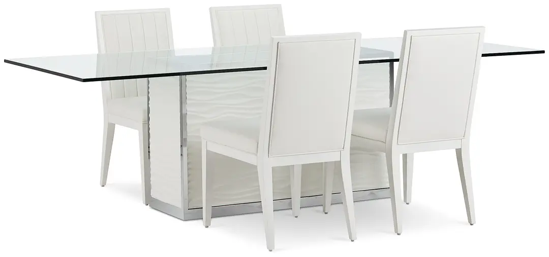 Ocean Drive 100" Glass Table & 4 Wood Chairs Ocean Drive 100" Glass Table & 4 Wood Chairs