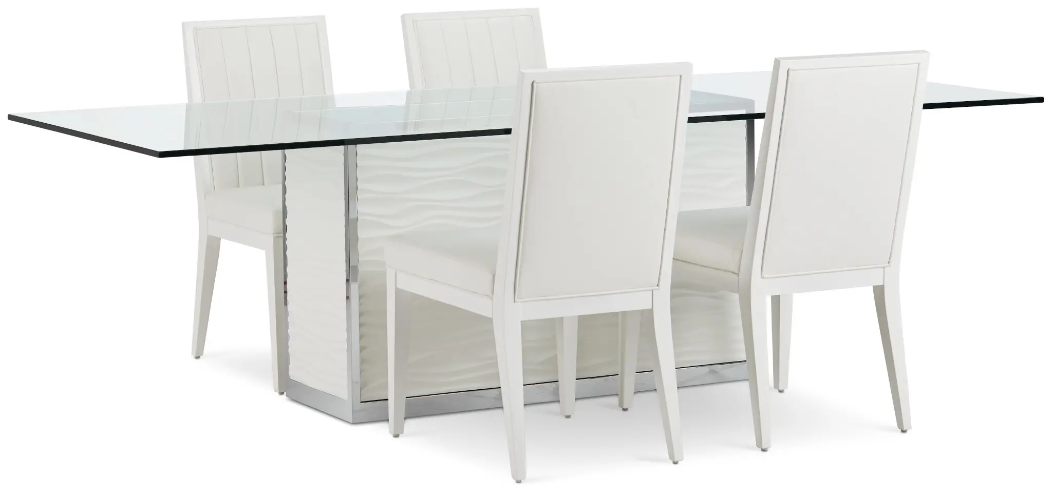 Ocean Drive 100" Glass Table & 4 Wood Chairs Ocean Drive 100" Glass Table & 4 Wood Chairs
