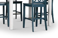 Edgartown Two-tone Square High Table & 4 Navy Wood Barstools