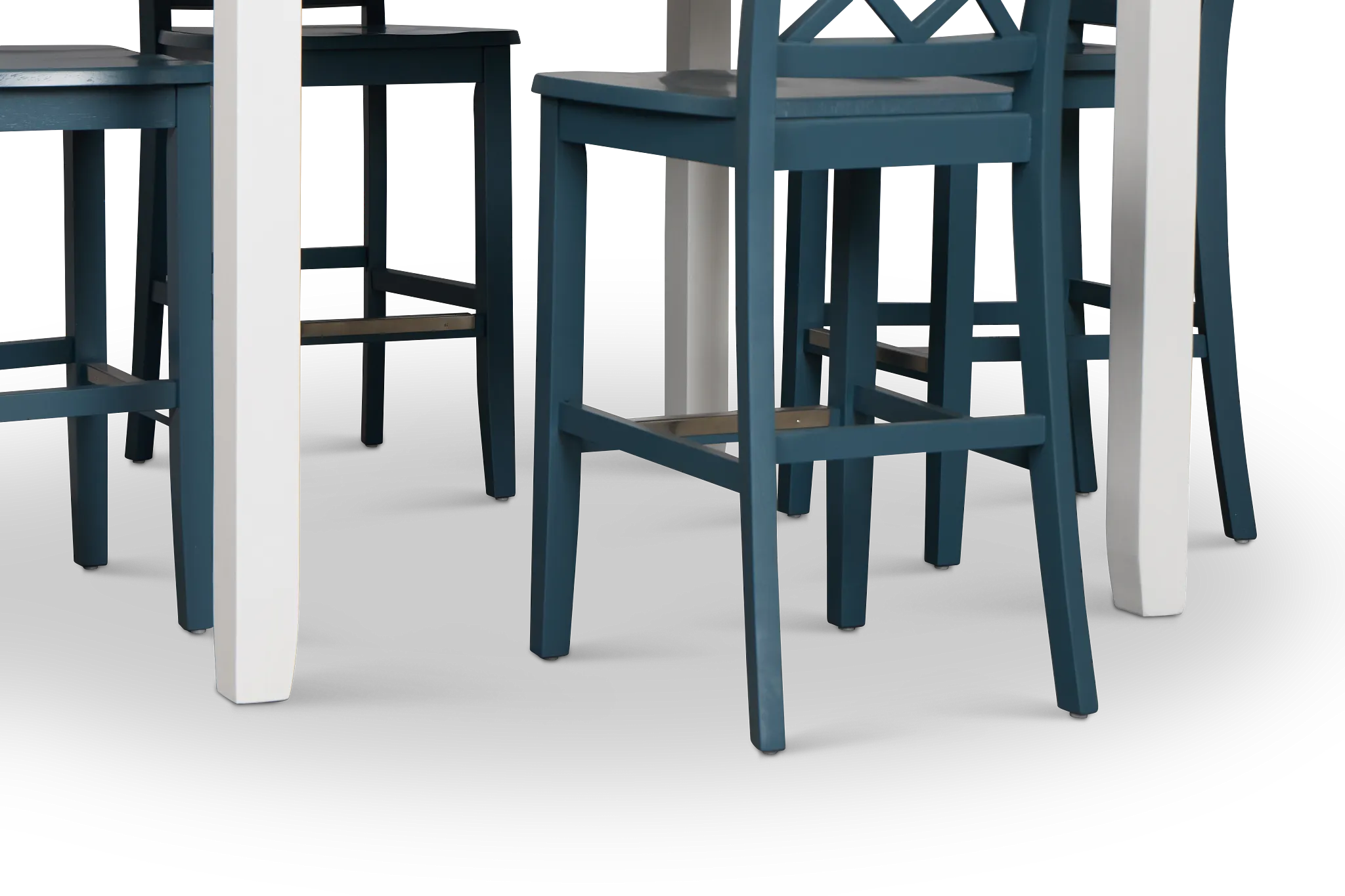 Edgartown Two-tone Square High Table & 4 Navy Wood Barstools