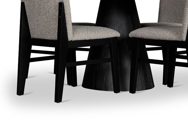 Modesto Black Round Table & 4 Upholstered Chairs