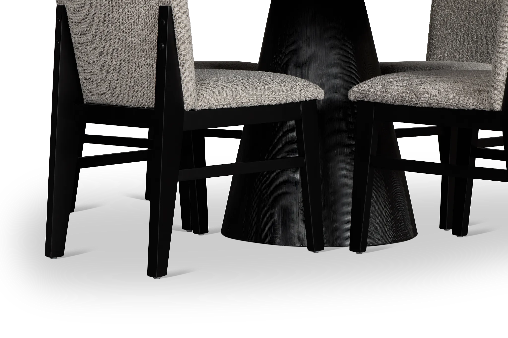 Modesto Black Round Table & 4 Upholstered Chairs