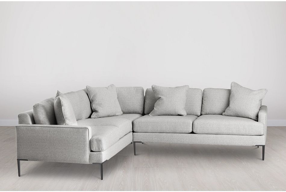 Morgan Light Gray Fabric Small Right 2 Arm Sectional W Metal Legs