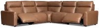 Edison Dark Brown Leather/vinyl Small Dual Power Reclining 2-arm Sectional
