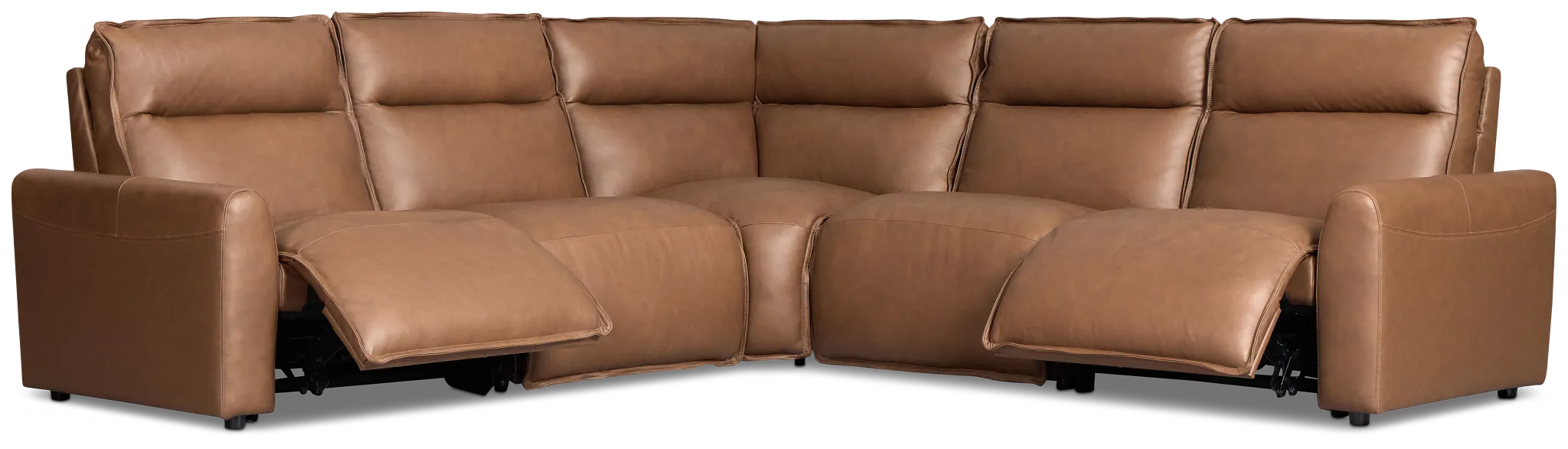 Edison Dark Brown Leather/vinyl Small Dual Power Reclining 2-arm Sectional
