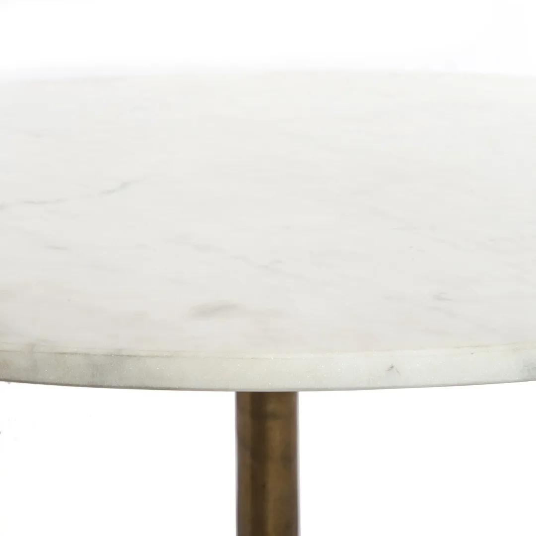 Hali White Marble Round Accent Table