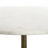 Hali White Marble Round Accent Table