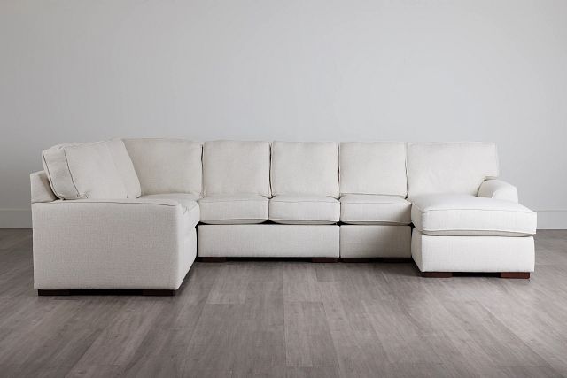 Austin White Fabric Large Right Chaise Sectional