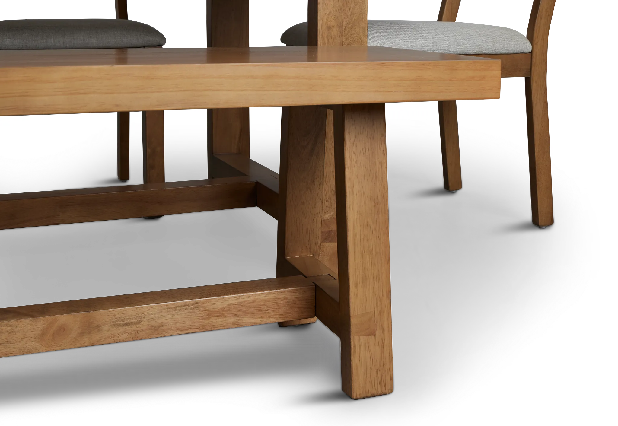 Vail Light Tone Trestle Table, 4 Chairs & Bench