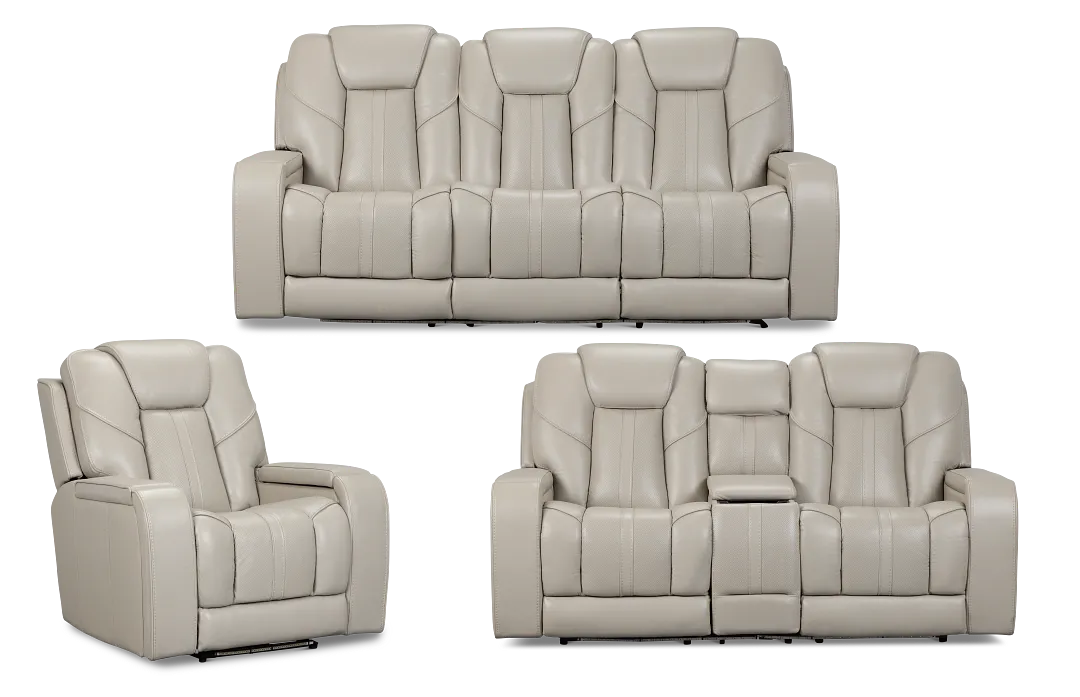 Eclipse Light Gray Lthr/vinyl Power Reclining Living Room