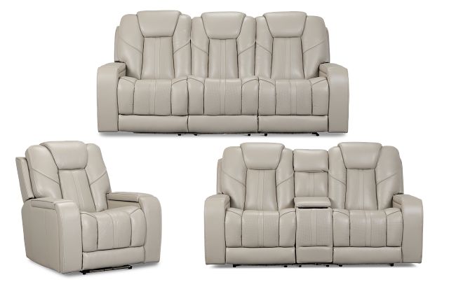 Eclipse Light Gray Lthr/vinyl Power Reclining Living Room