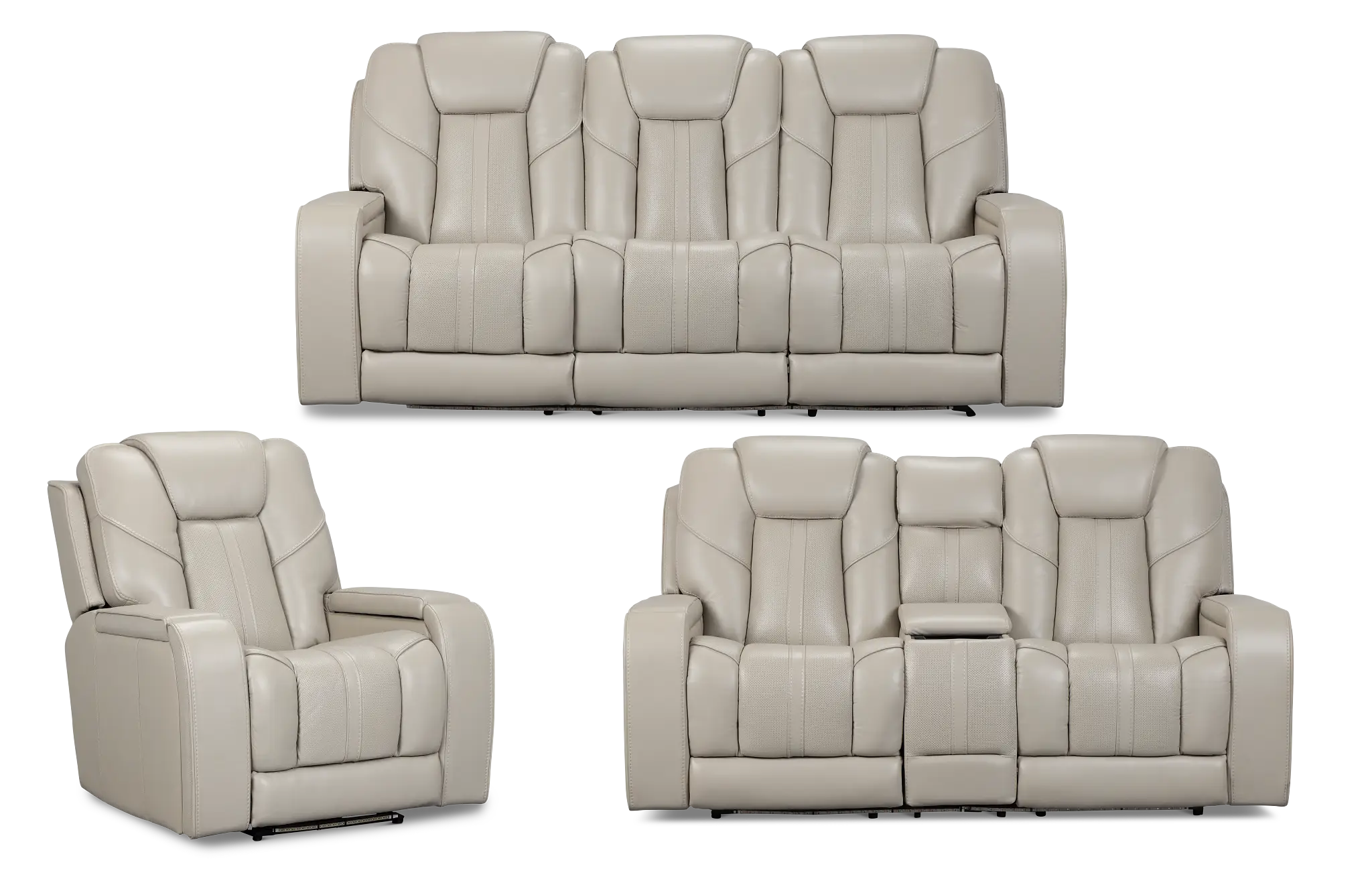 Eclipse Light Gray Lthr/vinyl Power Reclining Living Room Eclipse Light Gray Lthr/vinyl Power Reclining Living Room