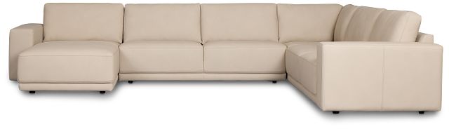 Kellan Ivory Leather Medium Left Chaise Sectional