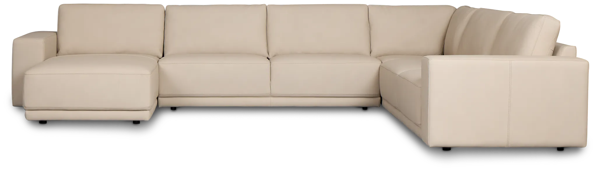 Kellan Ivory Leather Medium Left Chaise Sectional