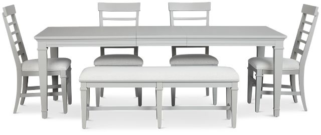 Cape Cod Gray Rect Table, 4 Chairs & Bench