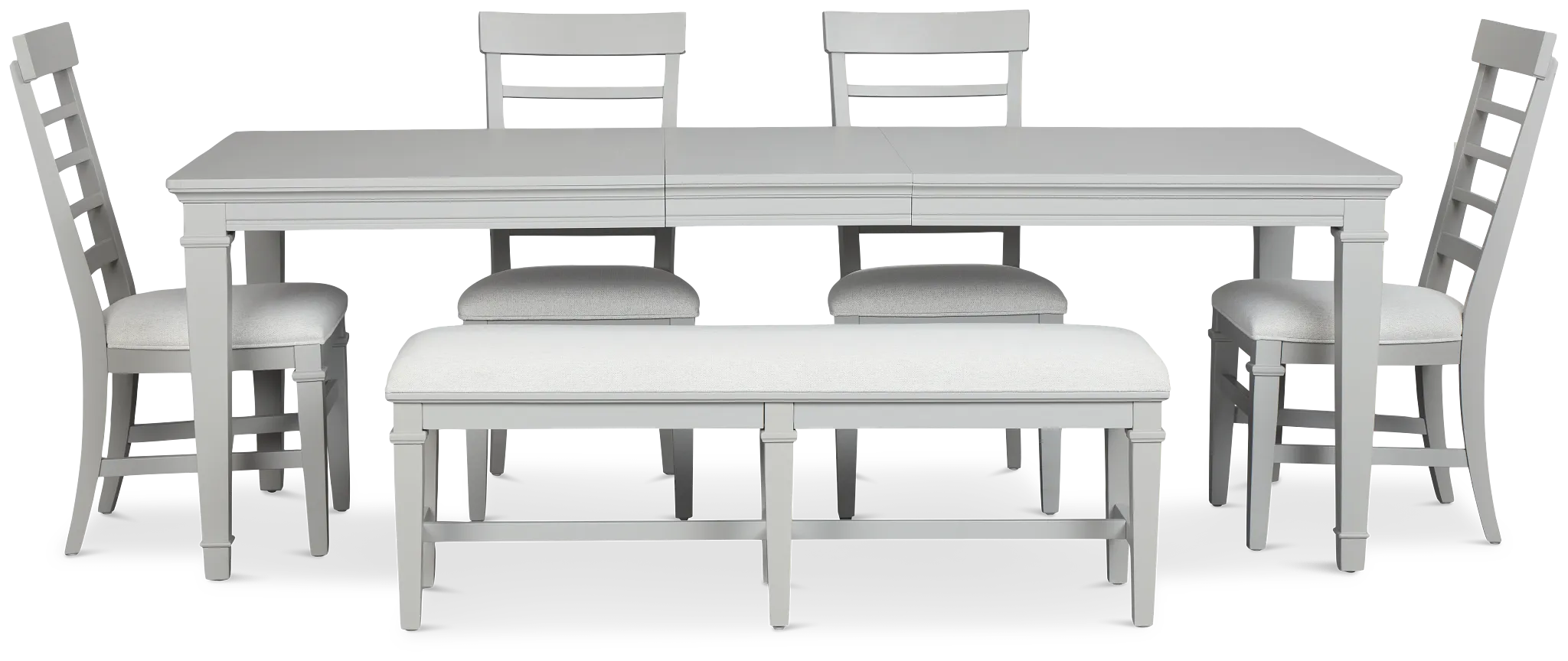 Cape Cod Gray Rect Table, 4 Chairs & Bench