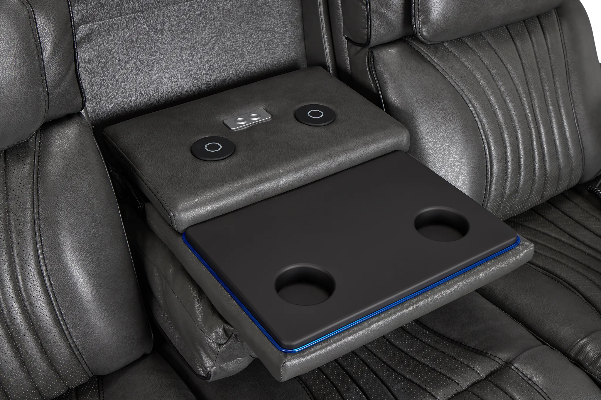 Nova Dark Gray Lthr/vinyl Power Reclining Sofa W/ Massage