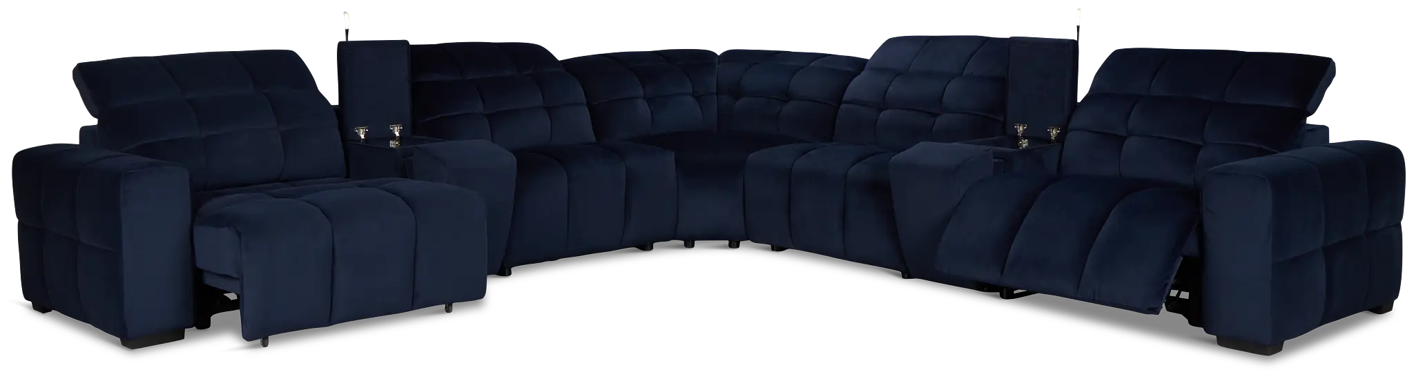 Gemma Navy Velvet Large Right Chaise Power Reclining Sectional Gemma Navy Velvet Large Right Chaise Power Reclining Sectional