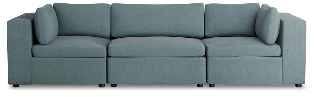 Destin Sutton Blue Fabric 3 Piece Modular Sofa