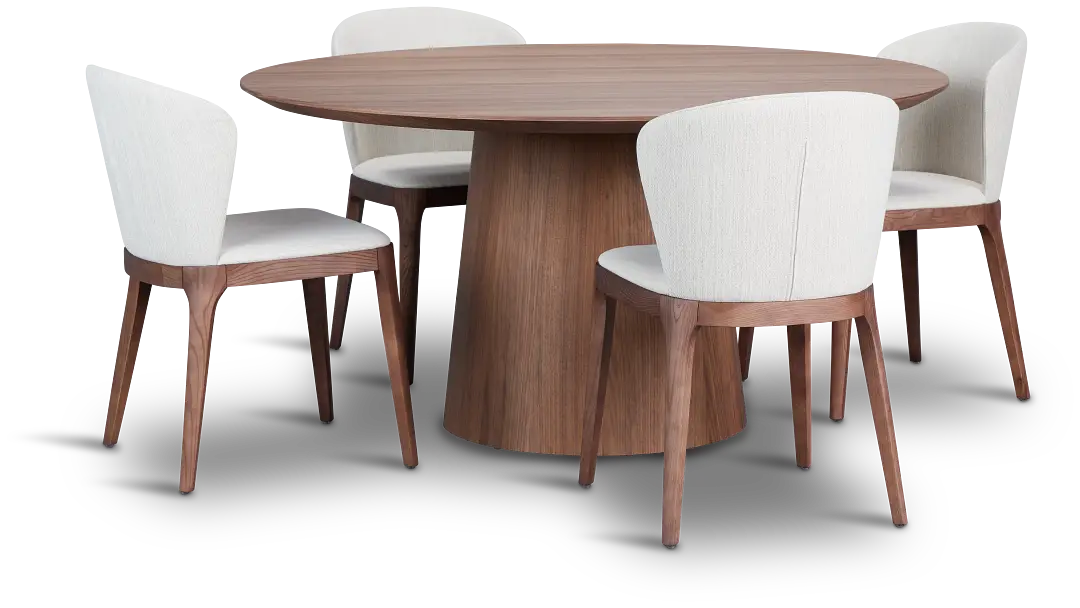Nomad Mid Tone 47" Round Table & 4 Light Beige Chairs W/mid-tone Legs Nomad Mid Tone 47" Round Table & 4 Light Beige Chairs W/mid-tone Legs
