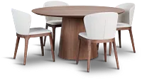 Nomad Mid Tone 47" Round Table & 4 Light Beige Chairs W/mid-tone Legs