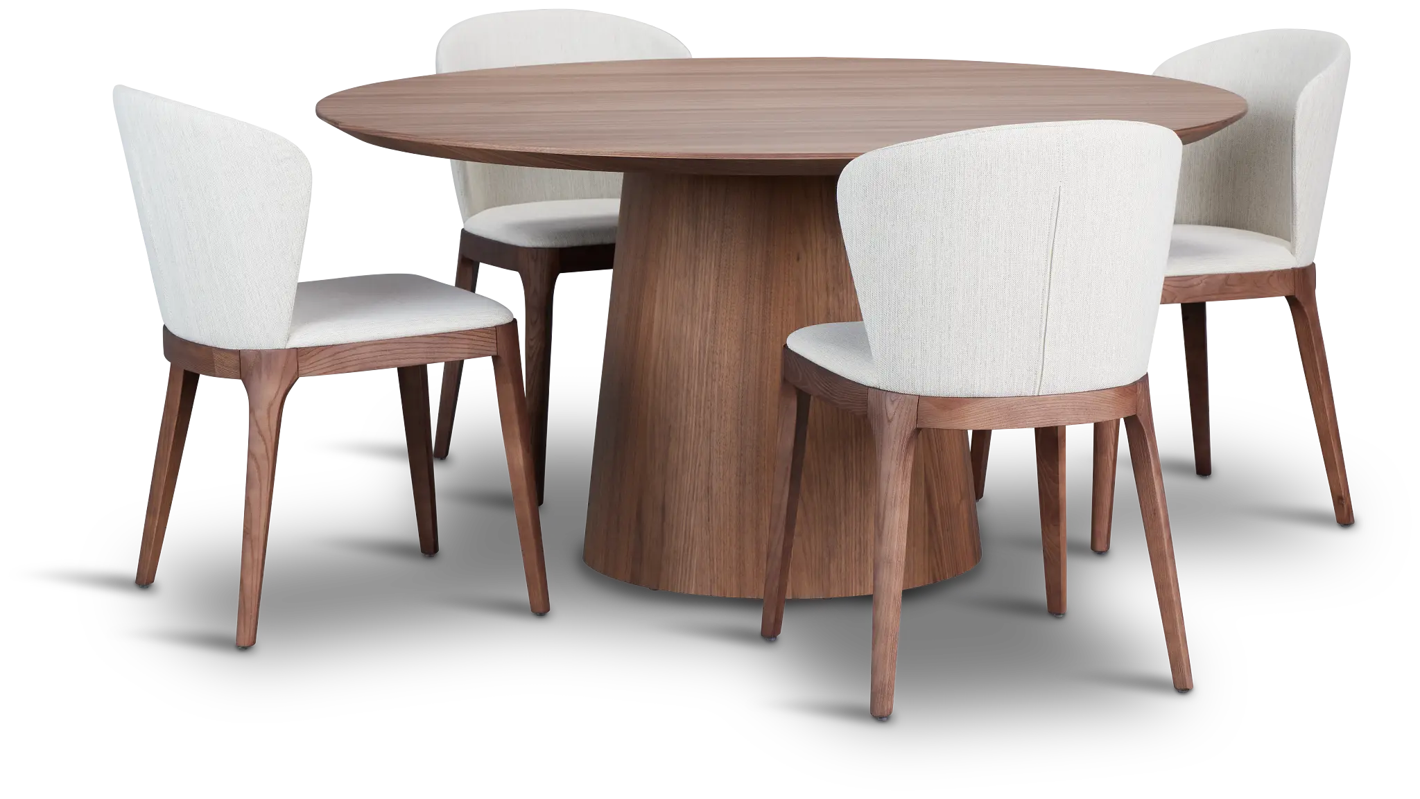 Nomad Mid Tone 47" Round Table & 4 Light Beige Chairs W/mid-tone Legs Nomad Mid Tone 47" Round Table & 4 Light Beige Chairs W/mid-tone Legs