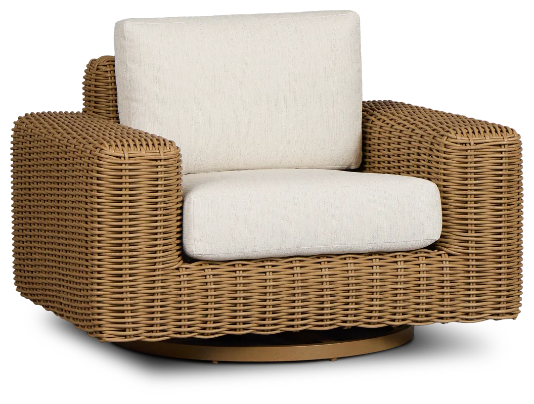 Mallorca Brown Swivel Chair With Light Beige Cushions