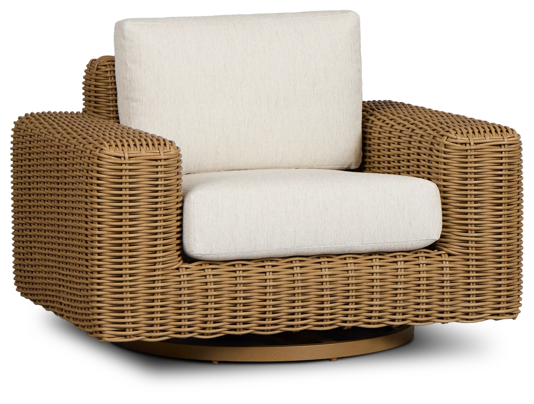 Mallorca Brown Swivel Chair With Light Beige Cushions