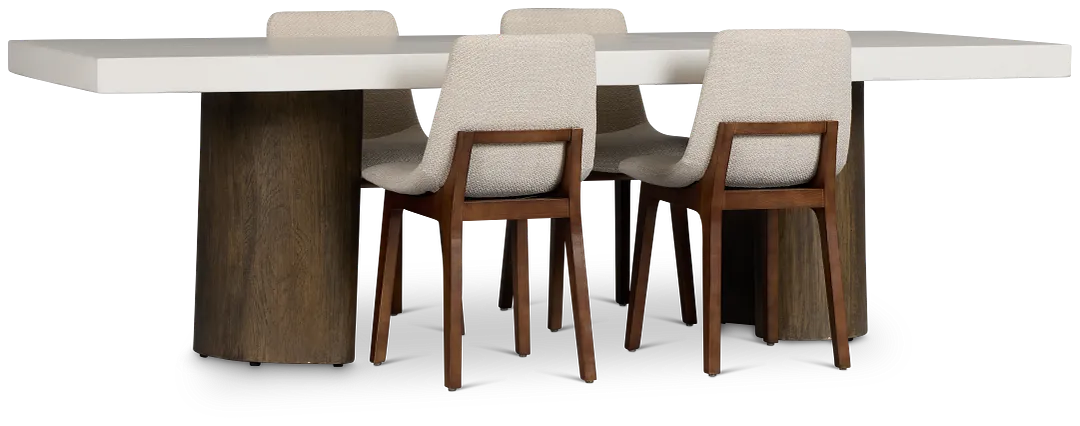 Jensen White Rect Table & 4 Upholstered Chairs