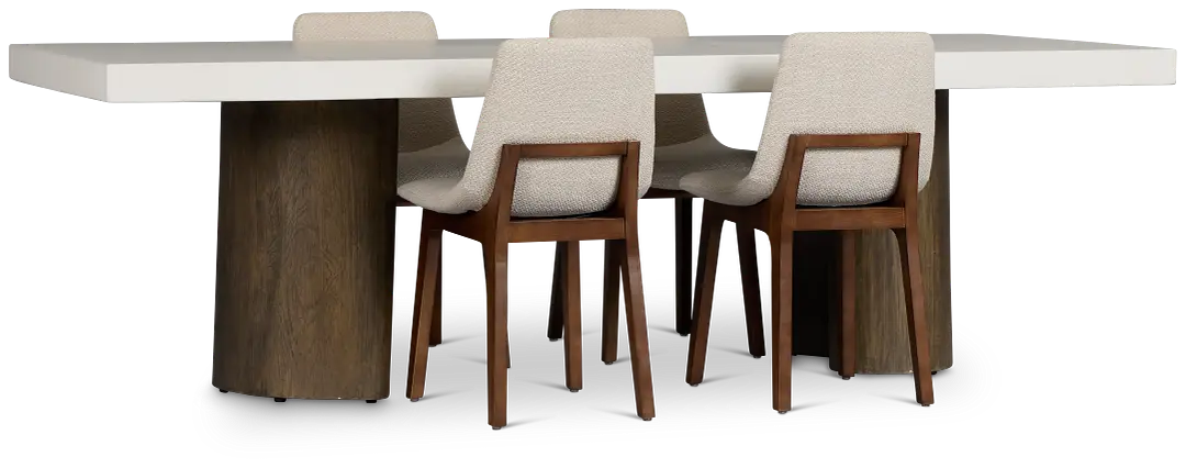 Jensen White Rect Table & 4 Upholstered Chairs Jensen White Rect Table & 4 Upholstered Chairs