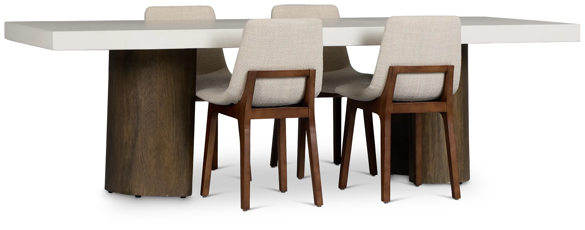 Jensen White Rect Table & 4 Upholstered Chairs