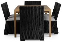 Montecito Mid Tone Table & 6 Chairs With Light Blue Cushions