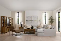 Hudson Gray Fabric Medium Right Chaise Wedge Sectional