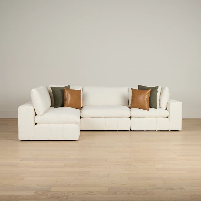 Cruz White Fabric 4-piece Modular Sectional